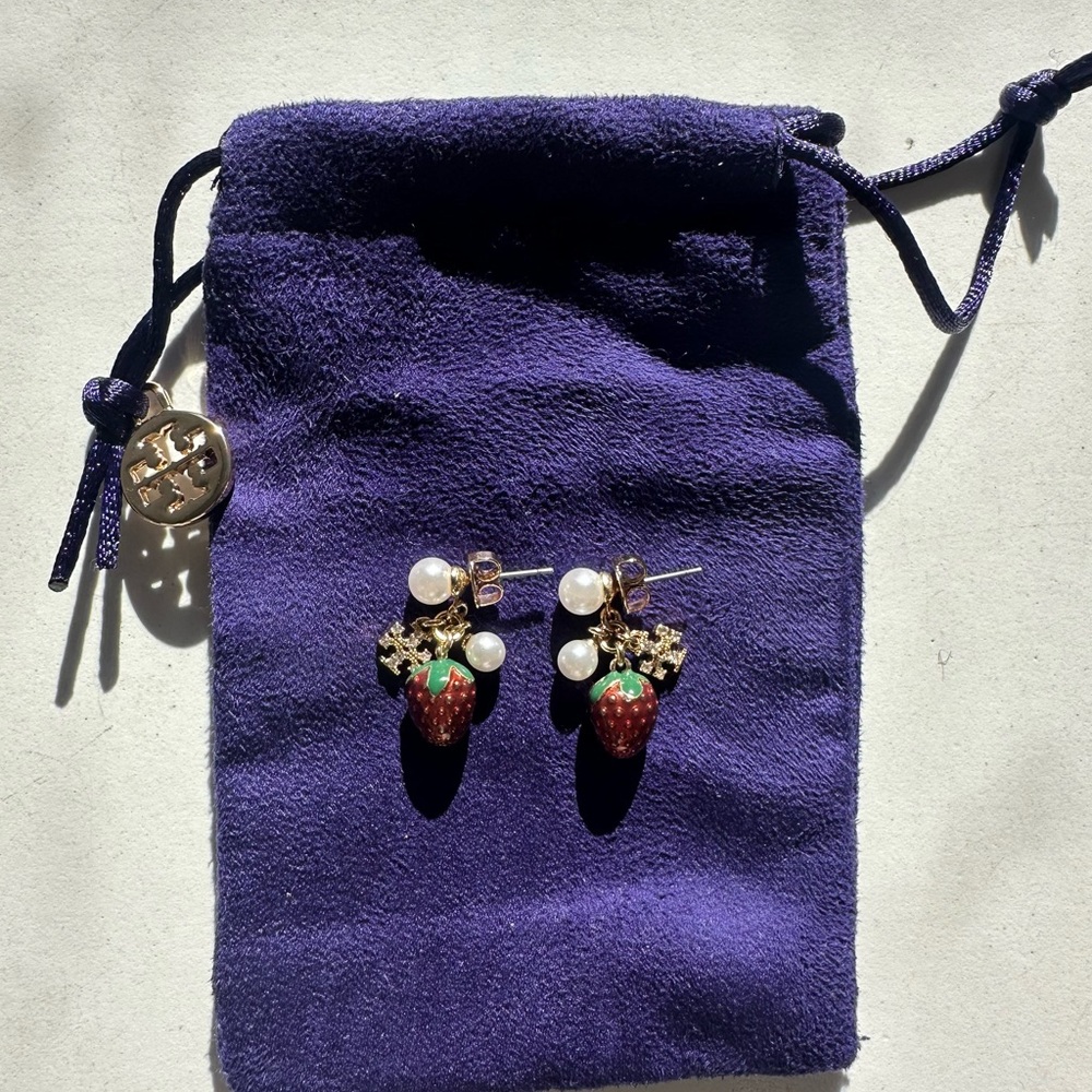 Tory Burch Pearl and Strawberry Earrings